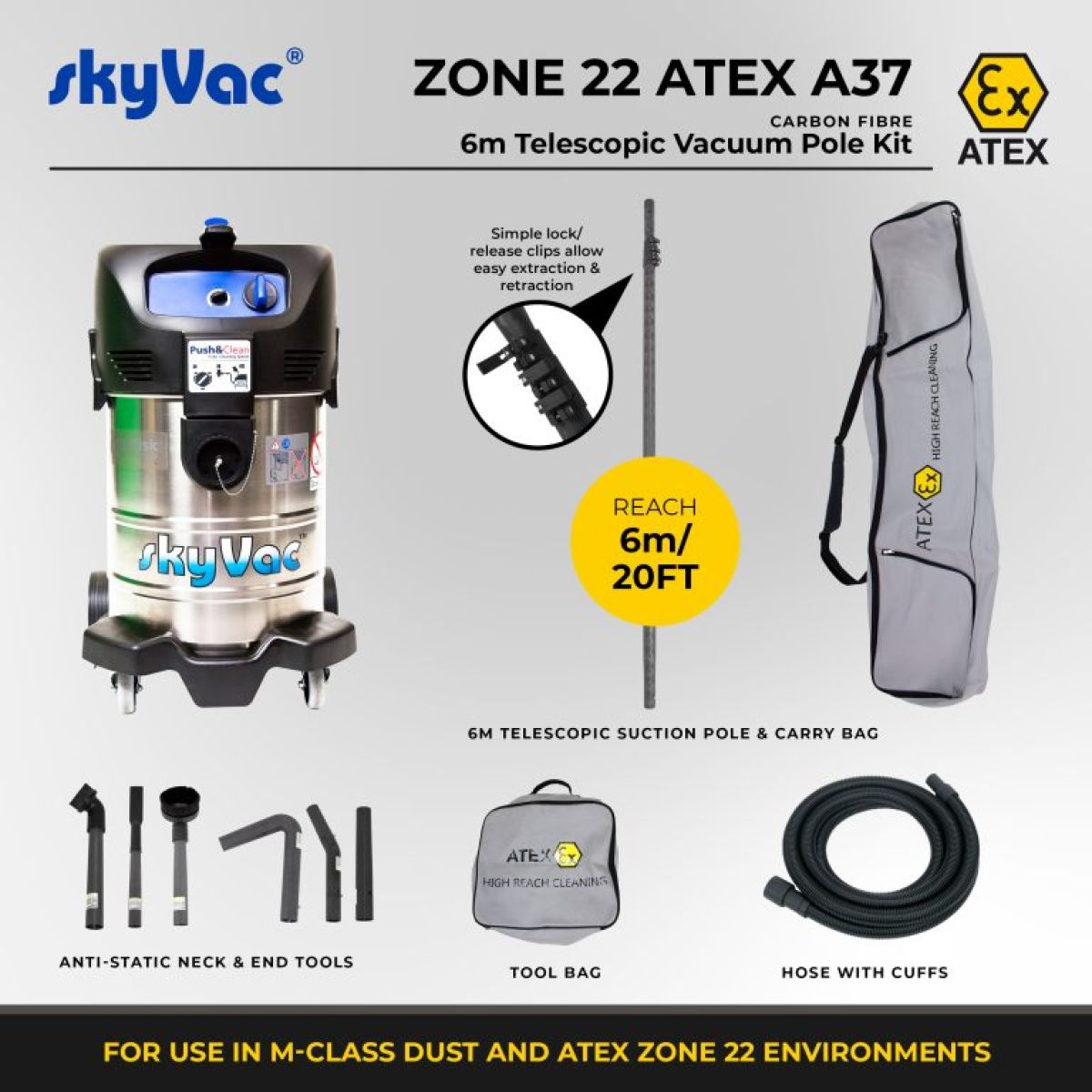 Item skyVac Atex A37 kit 6m Section d'aspiration avec sécurité