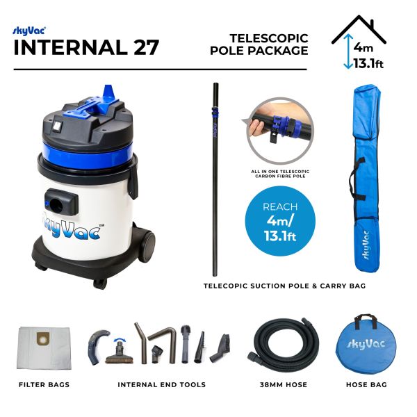 image skyVac® Internal 27 – Aspirateur industriel compact pour nettoyage intérieur en hauteur