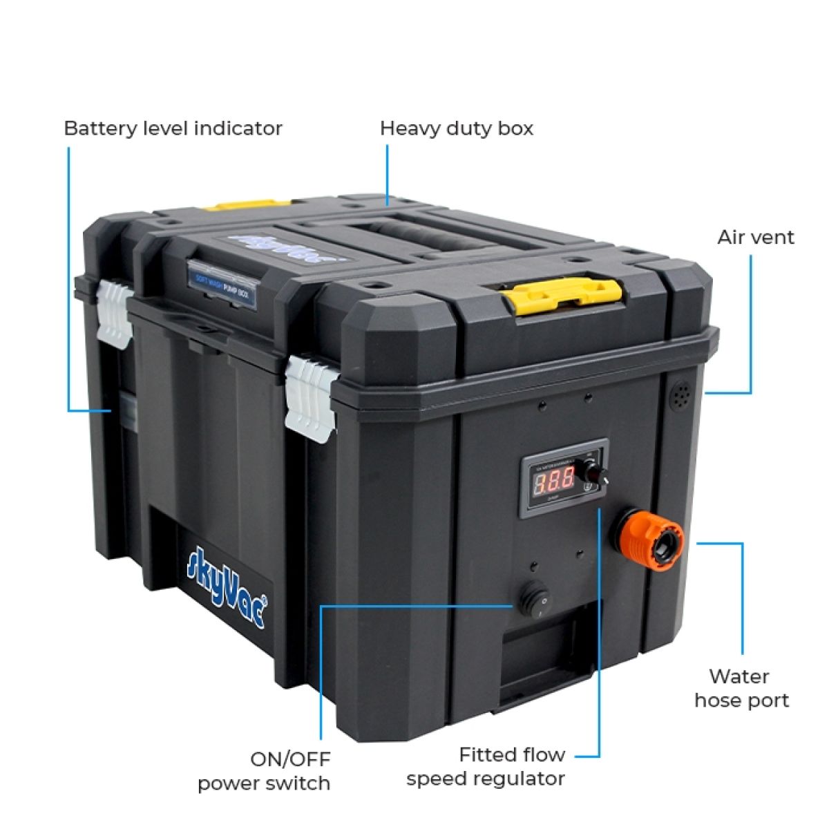 Item Pompe box 4,8 bar 8,3 LPM sur batterie 12 V (50 Ah) 2 utilisateurs