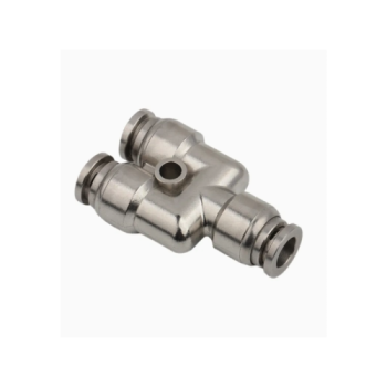 Raccord pneumatique en Y à connexion instantanée en inox avec trou de fixation
